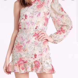 Express One Shoulder Shimmer Chiffron Romper